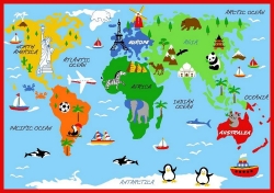 KIDS WORLD MAP 100X140